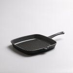 Cast Iron Steak Pan Manufacturer - OEM/ODM Custom Modern P24 Cast Iron Steak Pan Striped Square Enamel Exterior