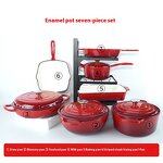 Cast Iron Enamel Cookware Set Factory - OEM/ODM Custom Classic Sustainable Seven-Piece Cast Iron Enamel Cookware Set