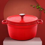Soup Stew Pot Manufacturer - OEM/ODM Custom Direct Supply Red Soup Stew Pot Double Handle Binaural Non-Stick Enamel Classic