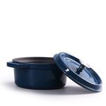 Cast Iron Enamel Soup Pot Factory - OEM/ODM Custom Cast Iron Enamel Double-Ear Soup Pot Uncoated Peacock Blue Stew Pot