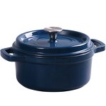 Cast Iron Enamel Soup Pot Factory - OEM/ODM Custom Cast Iron Enamel Double-Ear Soup Pot Uncoated Peacock Blue Stew Pot
