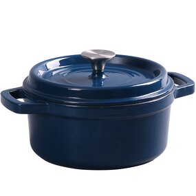Cast Iron Enamel Soup Pot Factory - OEM/ODM Custom Cast Iron Enamel Double-Ear Soup Pot Uncoated Peacock Blue Stew Pot
