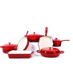 Enamel Cast Iron Cookware Set Factory - OEM/ODM Custom 7-piece Sustainable Enamel Cast Iron Cookware Set Dutch Oven