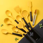 Kitchen Gadget Utensil Set Factory - OEM/ODM Custom Food Safe BPA Free Heat Resistant Yellow Spatula Turner Set