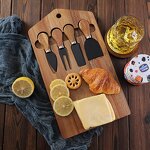 Cheese Board Gift Set Factory - OEM/ODM Custom Acacia Wooden Cheese Cutting Board Serving Tray 4pcs Cheese Knives Gift Set