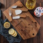 Cheese Board Gift Set Factory - OEM/ODM Custom Acacia Wooden Cheese Cutting Board Serving Tray 4pcs Cheese Knives Gift Set