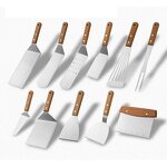 Barbecue Turners Set Factory - OEM/ODM Custom Barbecue Turners Metal Spatula Set Griddle Long Spatula Scraper