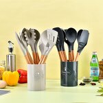 Kitchen Utensil Set Factory - OEM/ODM Custom 13pcs Wood Handle Silicone Cooking Utensil Set Gadgets