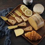 Cheese Board Tools Set Factory - OEM/ODM Custom Kitchen Gadgets Stainless Steel Cheese Knives Oak Wood Holder Stand Set