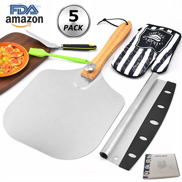 Pizza Peel Set Factory - OEM/ODM Custom 12x14 Aluminum Pizza Peel Set Shovel Paddle Cutter Slicer Spatula Logo