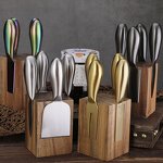 Cheese Knives Holder Set Manufacturer - OEM/ODM Custom Kitchen Gadgets Cheese Tools Gold Rainbow Stainless Steel Knives Holder