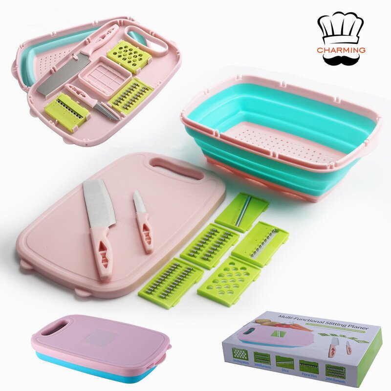 Foldable Cutting Board Factory - OEM/ODM Custom Kitchen Gadgets Gift Set Multi Function Foldable Plastic Silicone Cutting Board