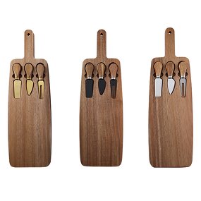 Rectangle Cheese Board Set Factory - OEM/ODM Custom Acacia Wooden Rectangle Cheese Cutting Board Serving Tray 3pcs Knives Set
