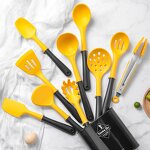 Kitchen Gadget Utensil Set Factory - OEM/ODM Custom Food Safe BPA Free Heat Resistant Yellow Spatula Turner Set