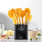 Kitchen Gadget Utensil Set Factory - OEM/ODM Custom Food Safe BPA Free Heat Resistant Yellow Spatula Turner Set