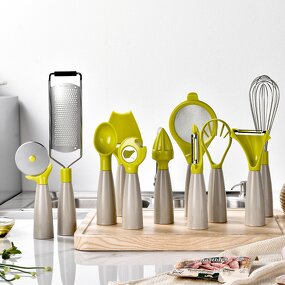 Olive Green Kitchen Gadgets Set Manufacturer - OEM/ODM Custom Olive Green Home Kitchen Accessories 11 Pcs Tools Set