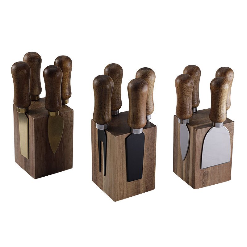 Stainless Steel Cheese Knife Holder Factory - OEM/ODM Custom Kitchen Gadgets Stainless Steel Cheese Knife Acacia Wood Holder