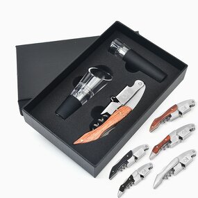 Barware Gift Set Factory - OEM/ODM Custom 3 Pack Barware Gift Set Wine Pourer Vacuum Stopper Corkscrew Bottle Opener