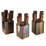 Cheese Knife Holder Set Factory - OEM/ODM Custom Kitchen Gadgets Cheese Tools Stainless Steel Cheese Knife Acacia Wood Holder