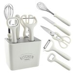 White Kitchen Utensils Set Factory - OEM/ODM Custom White Home Kitchen Utensils Opener Egg Beater Peeler Tools Set