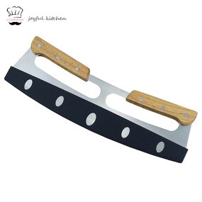 Wooden Handle Pizza Cutter Factory - OEM/ODM Custom Hot Sell Wooden Handle Rock Cutter Stainless Steel Pizza Cutter