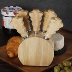 Cheese Knives Holder Set Factory - OEM/ODM Custom Kitchen Gadgets Stainless Steel Cheese Knives Oak Wood Holder Stand Set