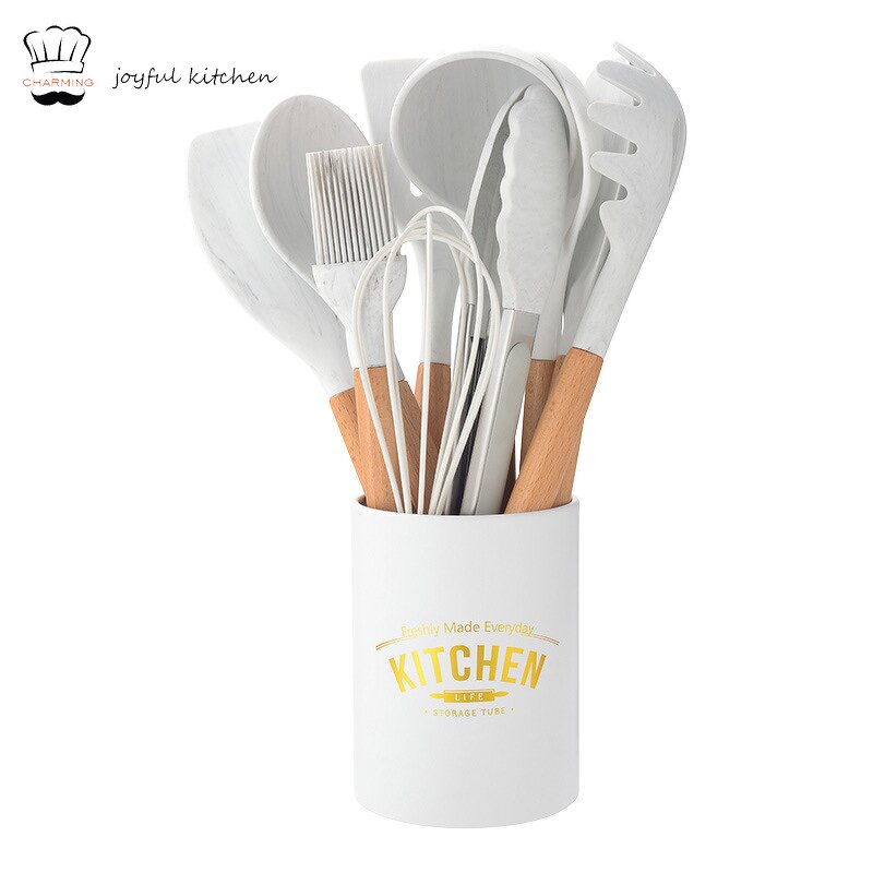 Hot Selling Kitchen Utensil Set Factory - OEM/ODM Custom Hot Selling 11pcs Wood Handle Silicone Kitchen Cooking Utensil Set