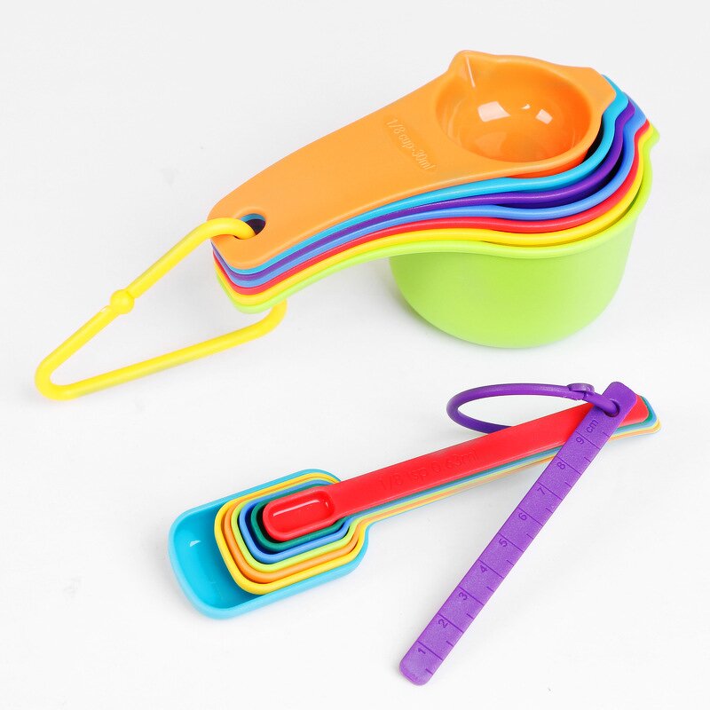 Plastic Measuring Spoons Cups Set Factory - OEM/ODM Custom 15pcs Colorful Plastic Measuring Spoons Cups Measurer Set