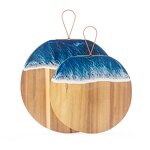 Acacia Wood Cheese Board Manufacturer - OEM/ODM Custom Acacia Wood and Epoxy Resin Blue Ocean Wave Round Cheese Board
