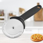 Black Pizza Cutter Manufacturer - OEM/ODM Custom Kitchen Gadget Black Antislip Handle Stainless Steel Pizza Cutter Wheel