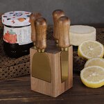 Stainless Steel Cheese Knife Holder Factory - OEM/ODM Custom Kitchen Gadgets Stainless Steel Cheese Knife Acacia Wood Holder