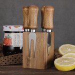 Stainless Steel Cheese Knife Holder Factory - OEM/ODM Custom Kitchen Gadgets Stainless Steel Cheese Knife Acacia Wood Holder