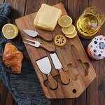 Cheese Board Gift Set Factory - OEM/ODM Custom Acacia Wooden Cheese Cutting Board Serving Tray 4pcs Cheese Knives Gift Set