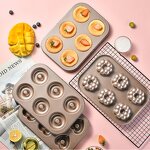 Doughnut Cake Baking Mold Factory - OEM/ODM Custom 6 Cups Carbon Steel Champagne Gold Nonstick Bakeware Doughnut Cake Mold