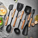Silicone Kitchenware Set Manufacturer - OEM/ODM Custom 7 Piece Wooden Handle Utensils Set