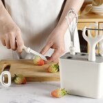 White Kitchen Utensils Set Factory - OEM/ODM Custom White Home Kitchen Utensils Opener Egg Beater Peeler Tools Set