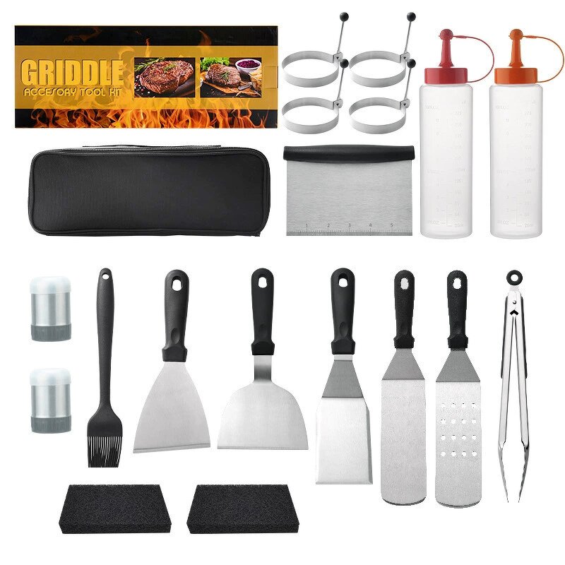 Stainless Steel BBQ Tools Set Manufacturer - OEM/ODM Custom Hot Selling 18 Pcs High Quality Stainless Steel BBQ Tools Set