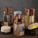 Cheese Knife Holder Set Factory - OEM/ODM Custom Kitchen Gadgets Cheese Tools Stainless Steel Cheese Knife Acacia Wood Holder