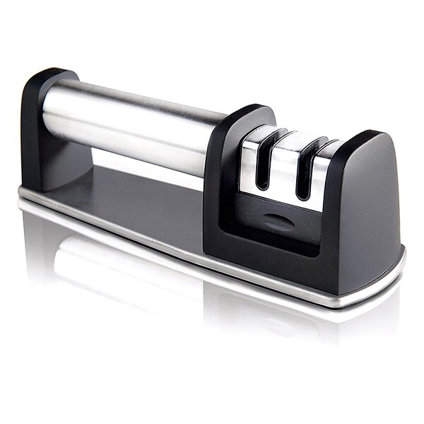 Knife Sharpener Factory - OEM/ODM Custom Kitchen Accessories 2 Stage Stainless Steel Black Knife Sharpener