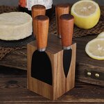 Cheese Tools Set Manufacturer - OEM/ODM Custom Kitchen Gadgets Cheese Tools Stainless Steel Cheese Knife Wood Holder Set