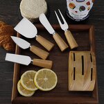 Cheese Spread Tools Manufacturer - OEM/ODM Custom Kitchen Gadgets Cheese Tools Stainless Steel Cheese Knives Oak Wood Holder