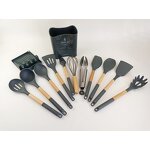 Kitchen Utensil Set Factory - OEM/ODM Custom 13pcs Wood Handle Silicone Cooking Utensil Set Gadgets