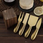 Cheese Knives Holder Set Manufacturer - OEM/ODM Custom Kitchen Gadgets Cheese Tools Gold Rainbow Stainless Steel Knives Holder
