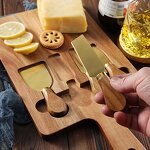 Cheese Board Set Factory - OEM/ODM Custom Acacia Wooden Rectangle Cheese Cutting Board Serving Tray 4pcs Cheese Knives Set