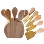 Cheese Knives and Oak Wood Set Manufacturer - OEM/ODM Custom Kitchen Gadgets Cheese Tools Stainless Steel Cheese Knives Oak