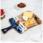 Cheese Board Cutting Block Factory - OEM/ODM Custom Wholesale Acacia Wood Epoxy Resin Blue Wave Cheese Board with Handle