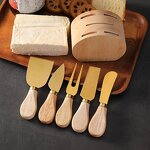 Cheese Knives and Oak Wood Set Manufacturer - OEM/ODM Custom Kitchen Gadgets Cheese Tools Stainless Steel Cheese Knives Oak