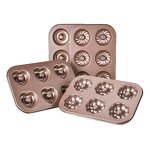 Doughnut Cake Baking Mold Factory - OEM/ODM Custom 6 Cups Carbon Steel Champagne Gold Nonstick Bakeware Doughnut Cake Mold