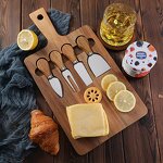 Cheese Board Set Factory - OEM/ODM Custom Acacia Wooden Rectangle Cheese Cutting Board Serving Tray 4pcs Cheese Knives Set