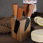 Cheese Tools Set Manufacturer - OEM/ODM Custom Kitchen Gadgets Cheese Tools Stainless Steel Cheese Knife Wood Holder Set